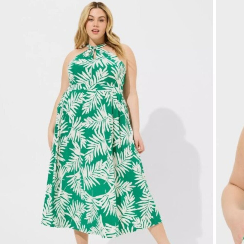 Torrid Stretch Tropical Halter Dress 2 2X 18/20